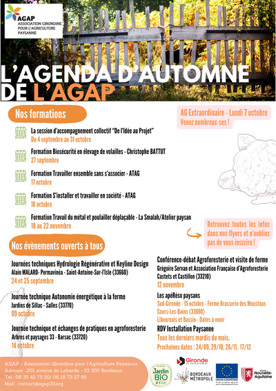 Agenda d'automne de l'AGAP