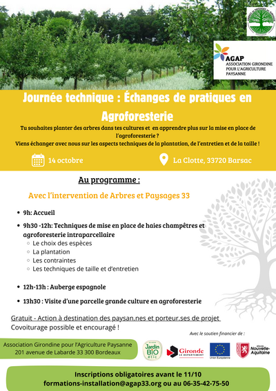 Venez échanger sur les pratiques d'Agroforesterie ! 