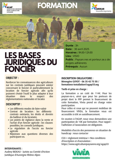 Formation Bases juridiques du foncier - 30 avril - Visio
